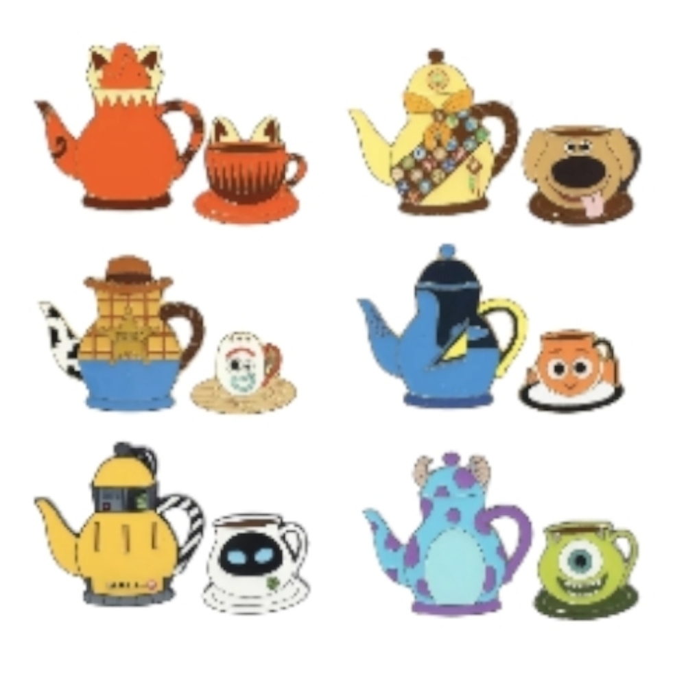 Loungefly Disney Pixar Tea Set Blind Box Enamel Pin 2 PC Set - Picture 2 of 3